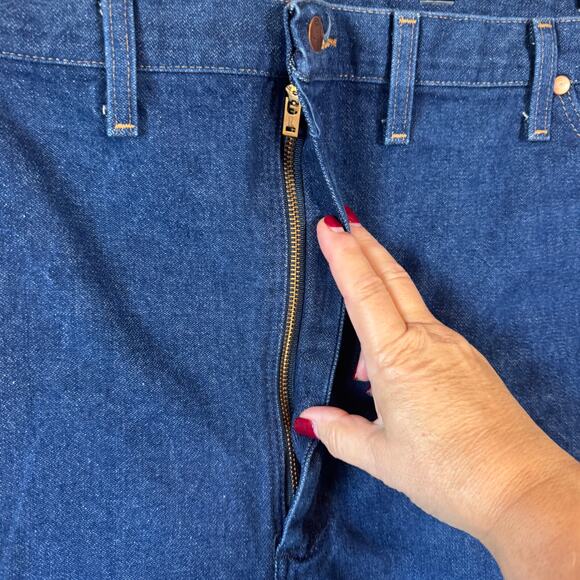 Vtg Wrangler Cowboy Cut Jeans High Rise Dark Wash Western Workwear Denim 48x32 - Picture 5 of 10